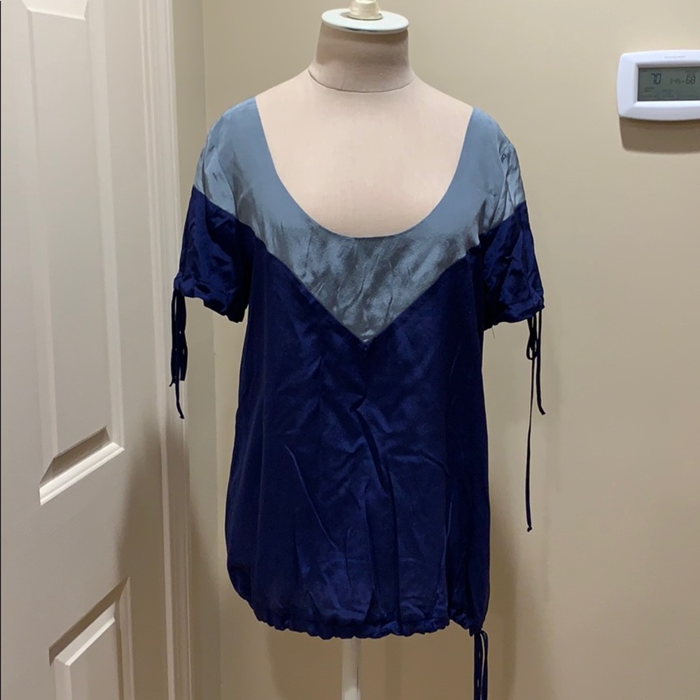 Geren Ford Scoop Neck Blue Silk Too, Medium
